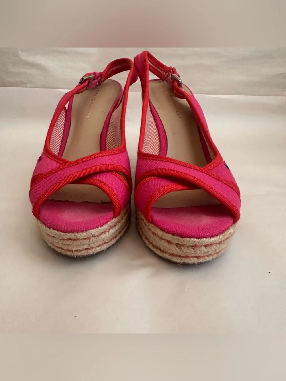 Pink Espadrille Wedge Slingback Platform Women 7M Tommy Hilfiger Y2K Resort Beac
